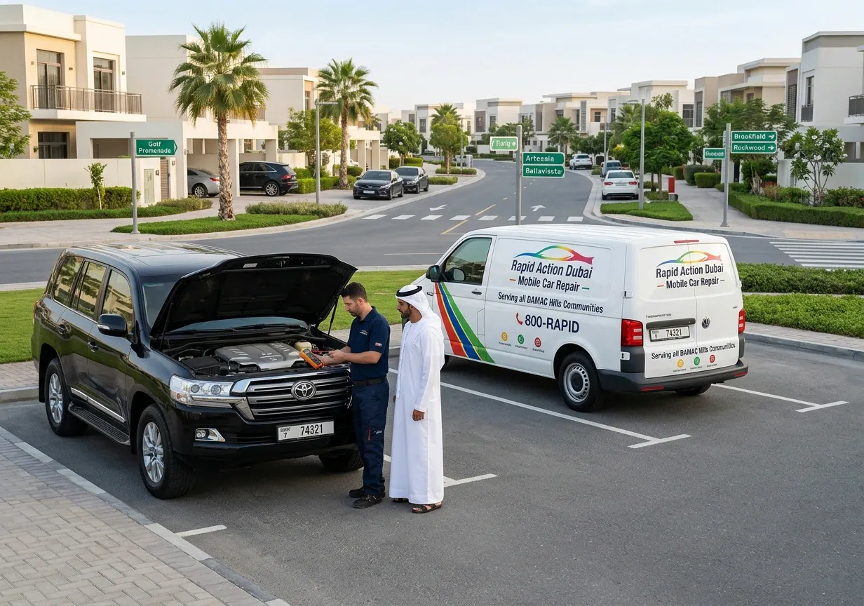 Car repair across DAMAC Hills communities with mobile car repair service